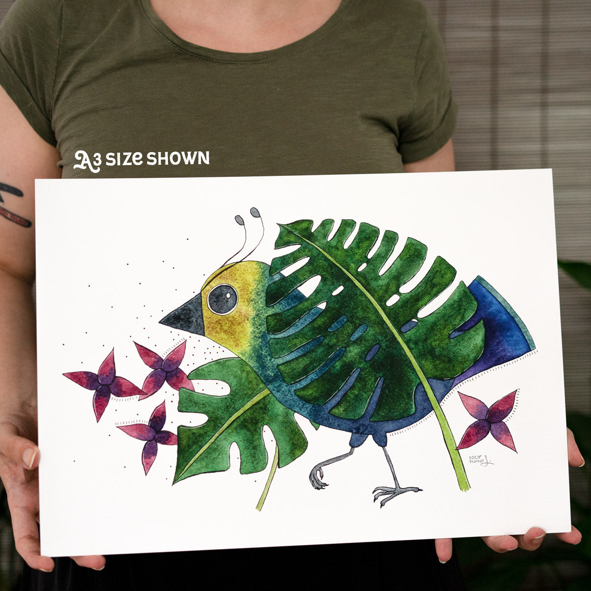 Autism ADHD art print watercolor bird illustration