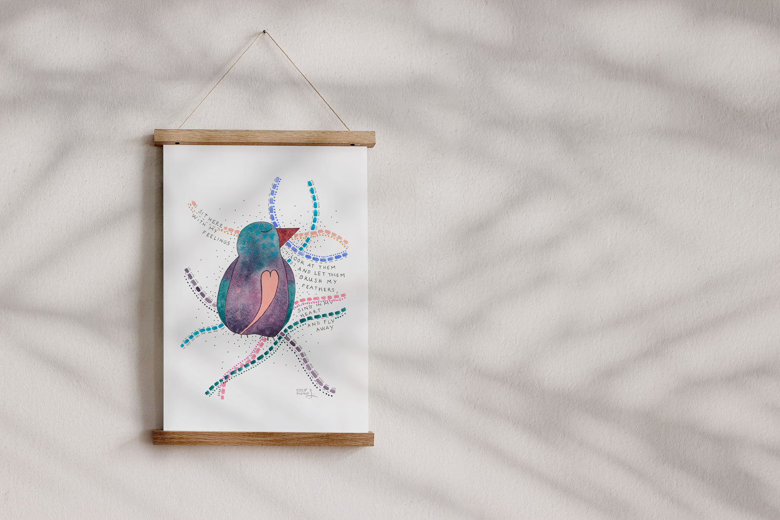 Autistic artist’s watercolor bird art encouraging self-acceptance and affirmation