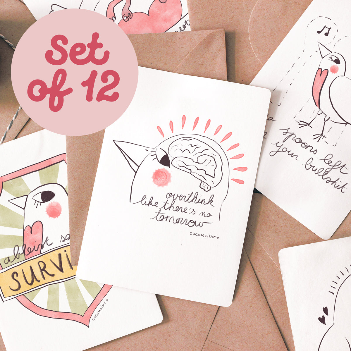 Birds against bullshit, fun postcards anti ableism, anti discrimination, againt stereotypes for disabled, chronic ill, spoonies, and neurodivergent people