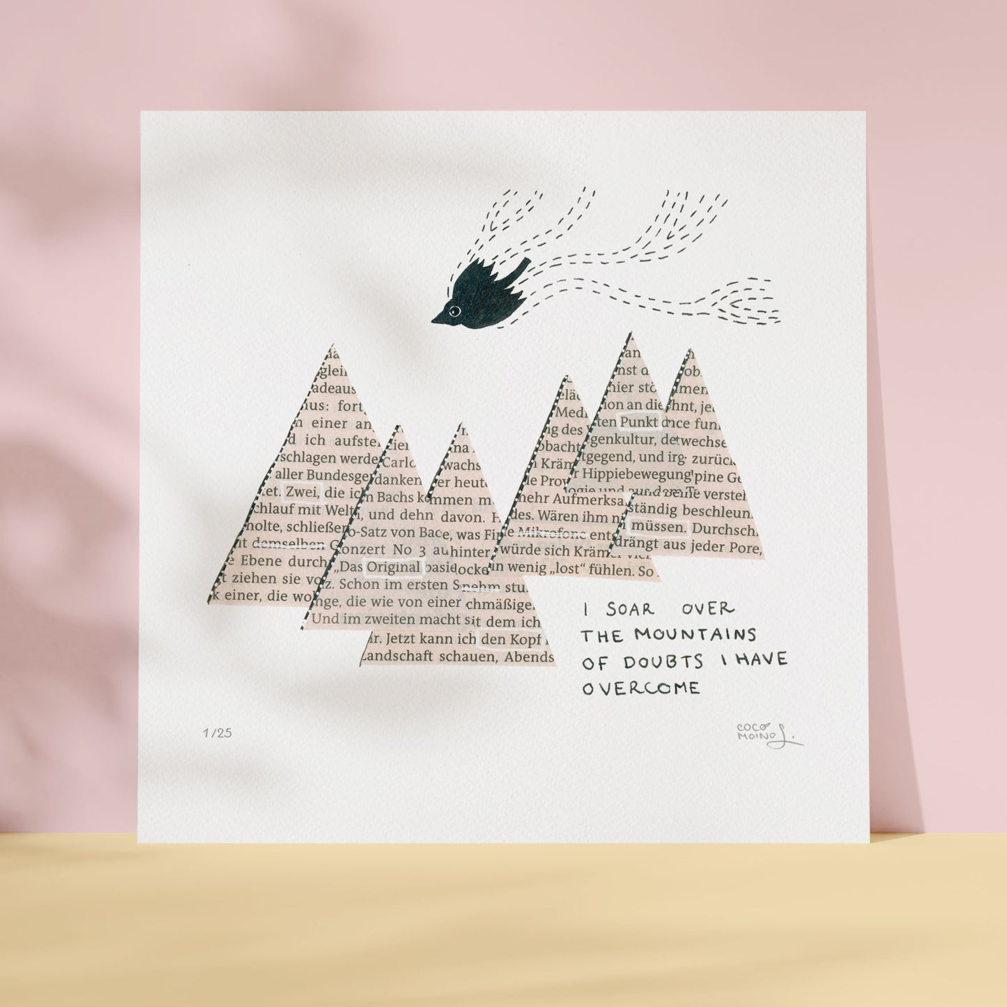 Encouragement gift art print with mountain scenery and inspirational theme