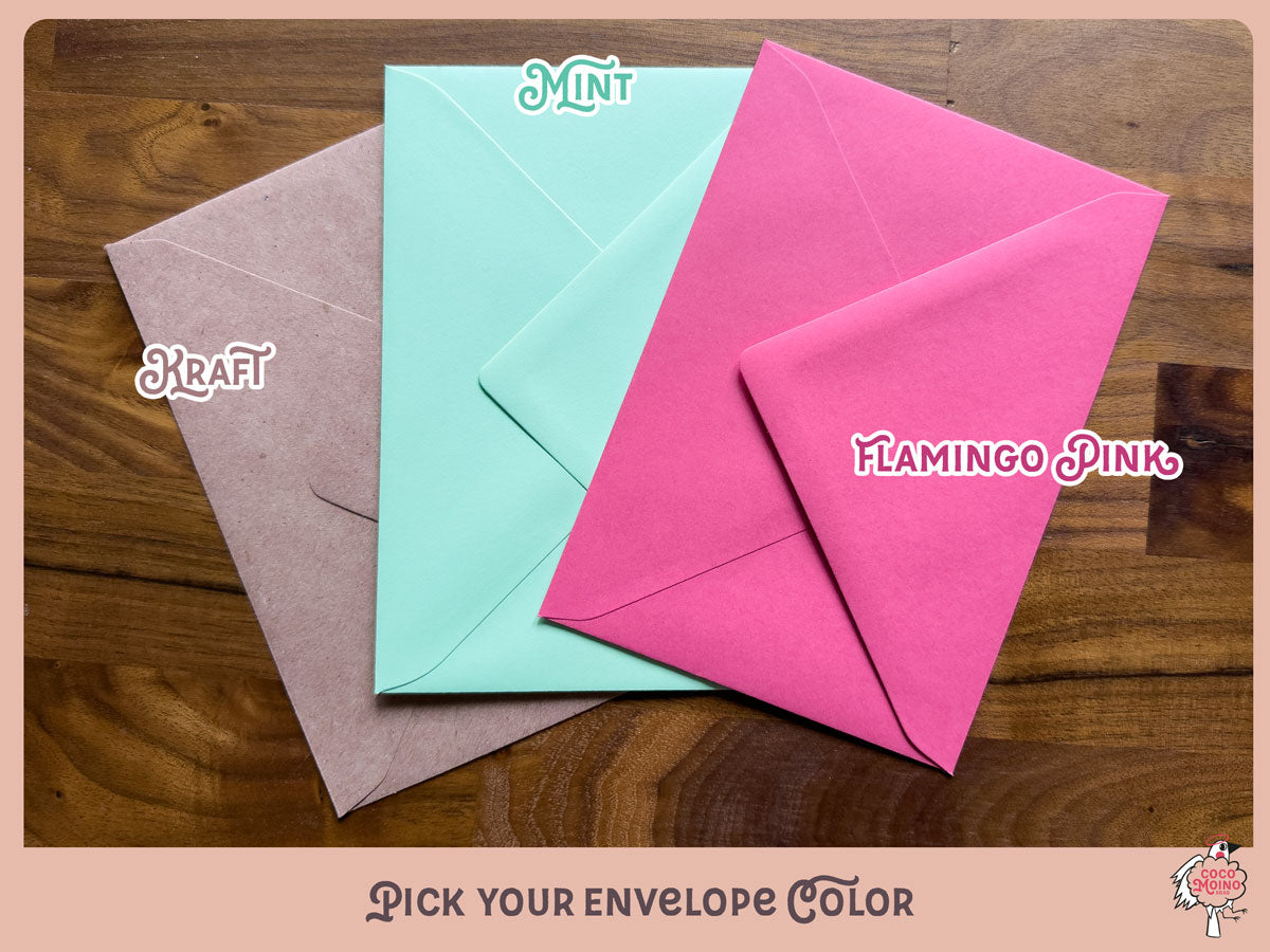 Whimsical bird card with a funny pink bird and bold message
