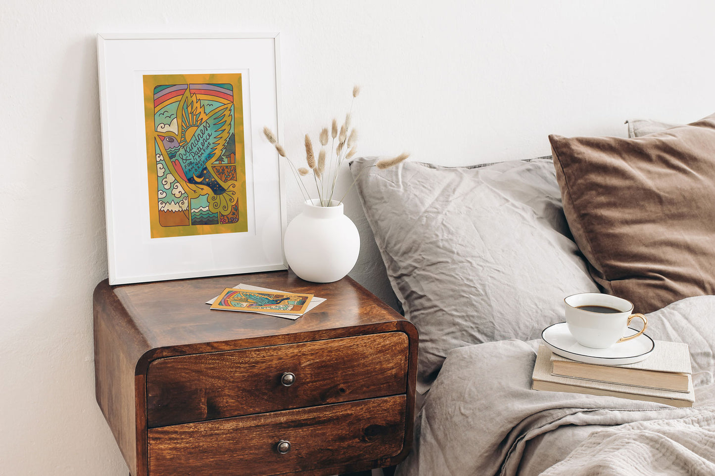 Colorful and whimsical art print about mental health