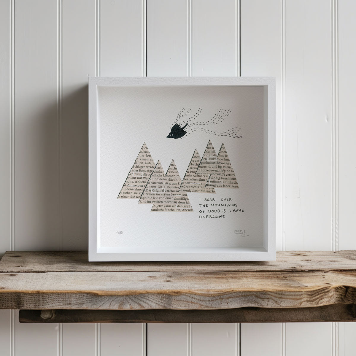 Inspirational mountains of doubts art print for overcoming challenges