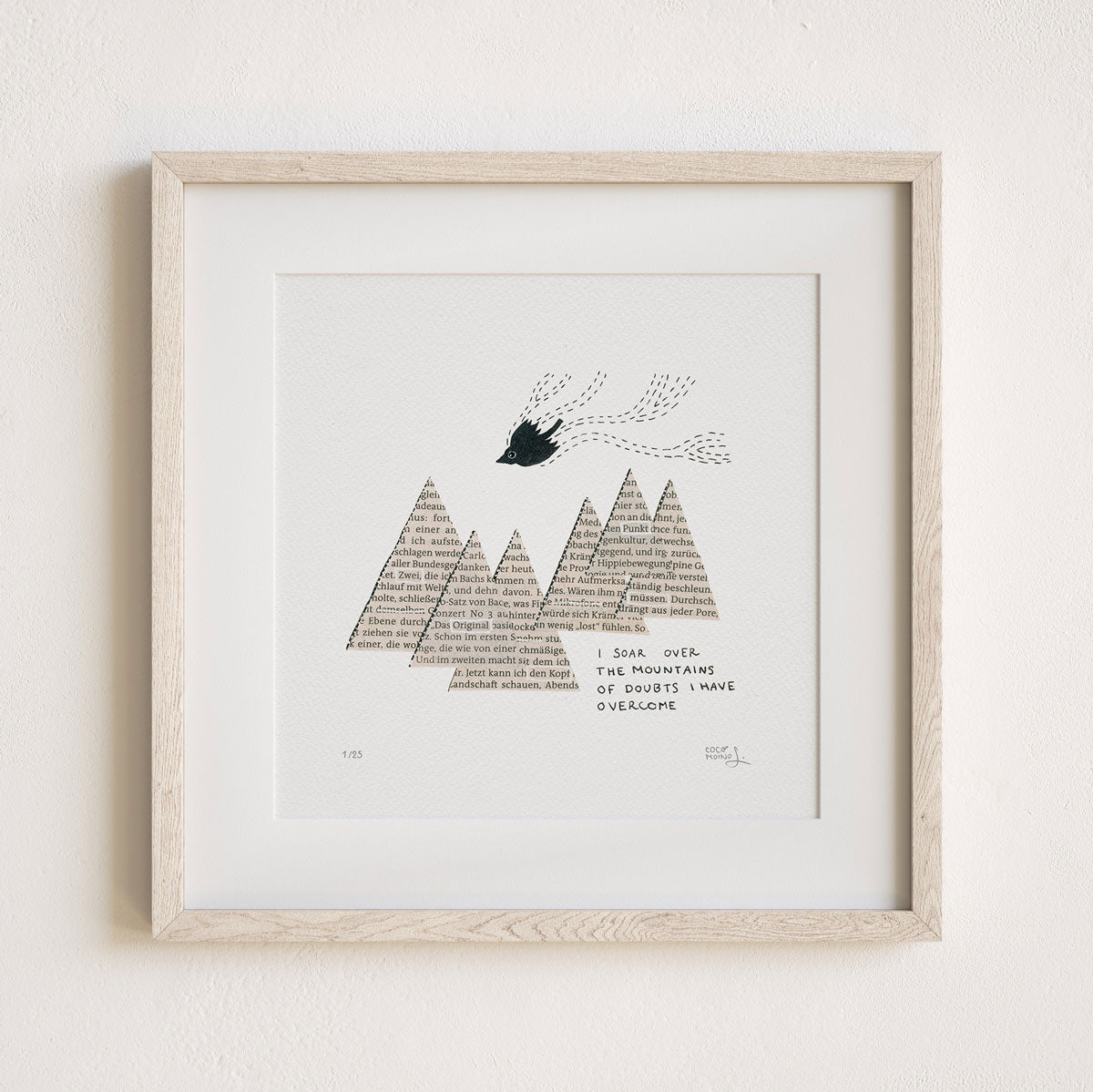Modern minimalist wall art featuring mountains and motivational message