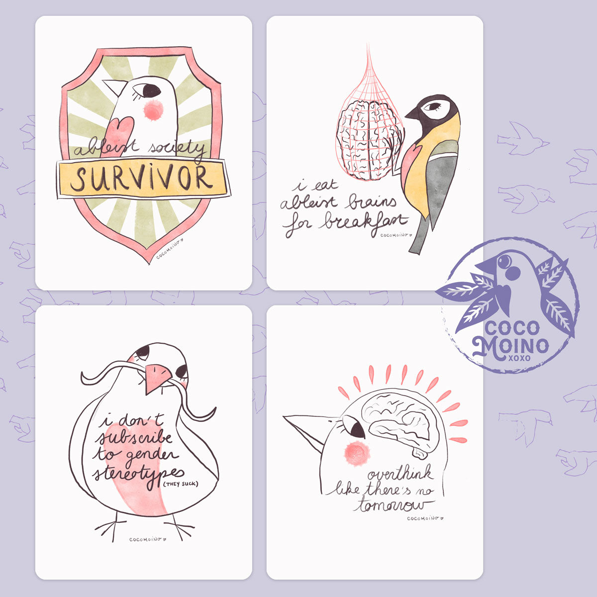 Neurodiversity advocacy postcards, fun postcard set for autistic, ADHD and spoonies