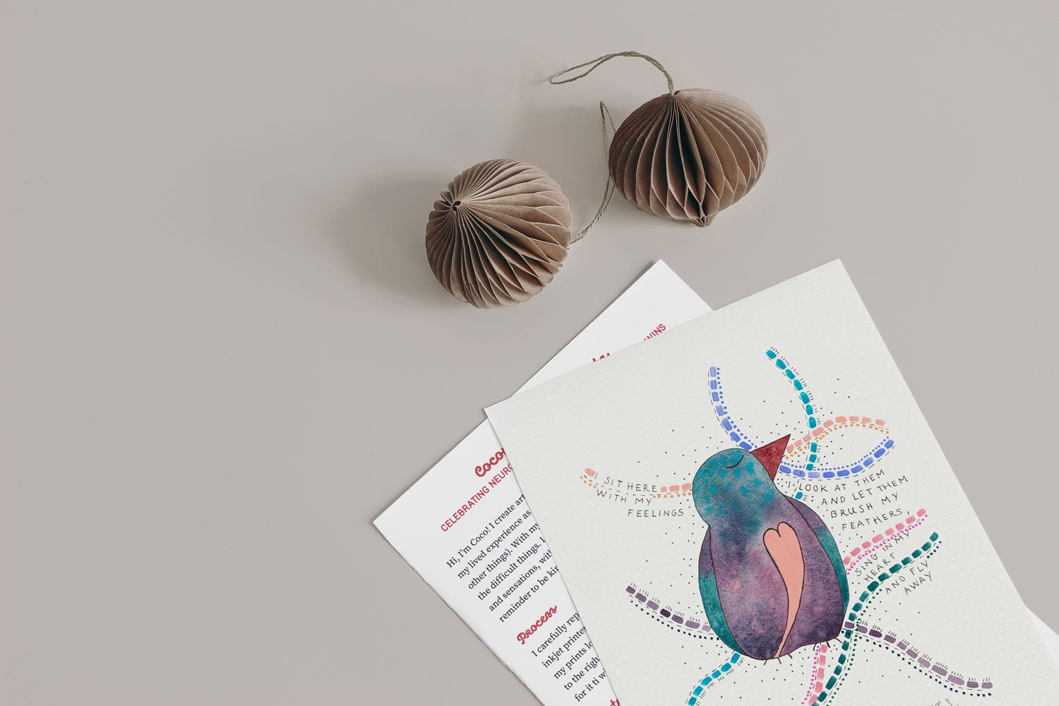 Neurodiversity art print featuring a bird, ideal for self-love and positive affirmation