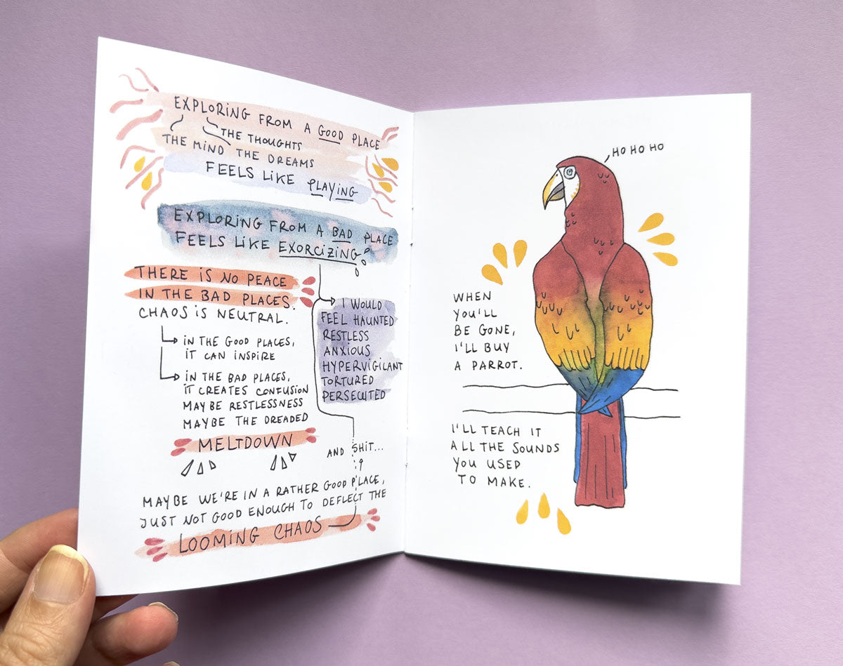 In this booklet spread, Coco, an autistic writer, explores what it feels to be autistic